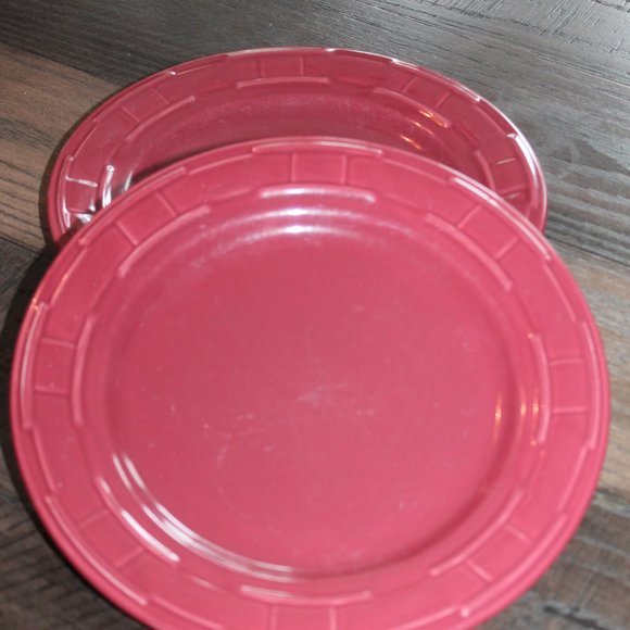 Longaberger Lunch Luncheon Plates Paprika Maroon Set of 2 - Picture 1 of 6
